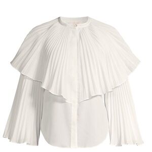 Rebecca Taylor long sleeve voile plissé blouse